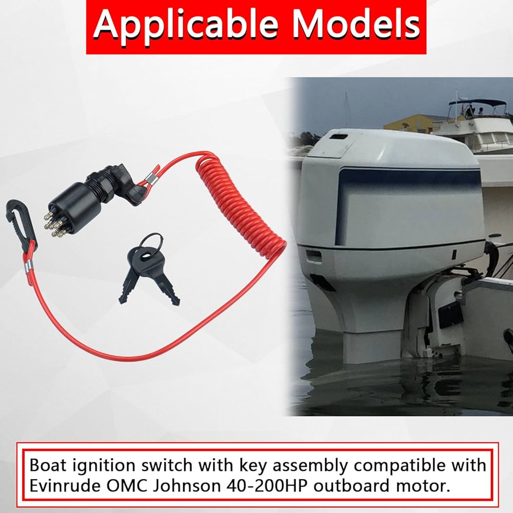 TXRXIZ 5005801 Boat Ignition Switch Key with Safety Lanyard